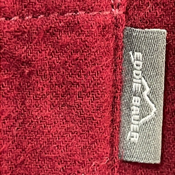 Eddie Bauer Cotton Flannel Men's Shirt Size L Maroon Red Long Sleeve Button Up - Picture 6 of 14